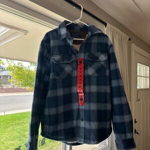 Jachs Blue and Brown Plaid Sherpa-Lined Shirt/Jacket